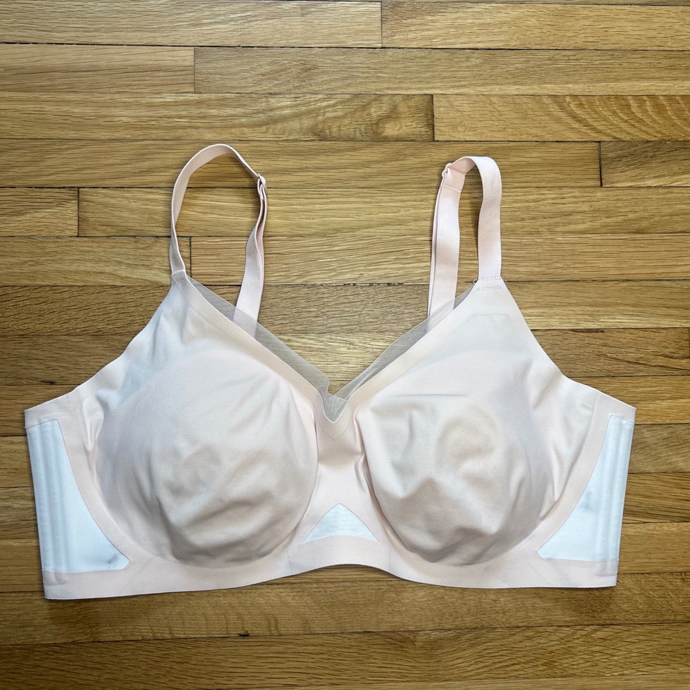 HoneyLove Crossover V-Neck Bra Women's 2x Light Pink Wireless Busty Support Sexy